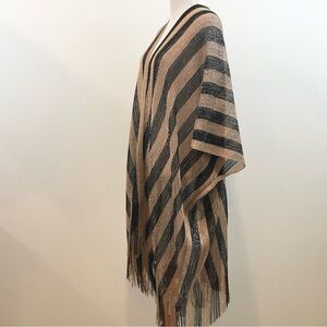 Kendall & James | Black, Gold & Sliver Crocheted Kimono Shawl